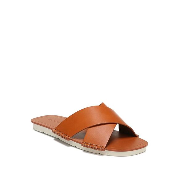 VINCE. Shoes - VINCE. Womens Brown Nico Square Toe Slip On Leather Slide Sandals Shoes 6 M